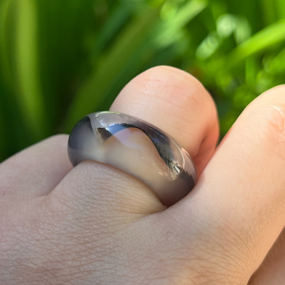 SIZE 6.5 Unique Natural Scenery Dendritic Translucent Agate Band Ring 0260 - Picture 8 of 8